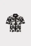 Milly Addison Two Tone Lace Short Sleeve Top In Black