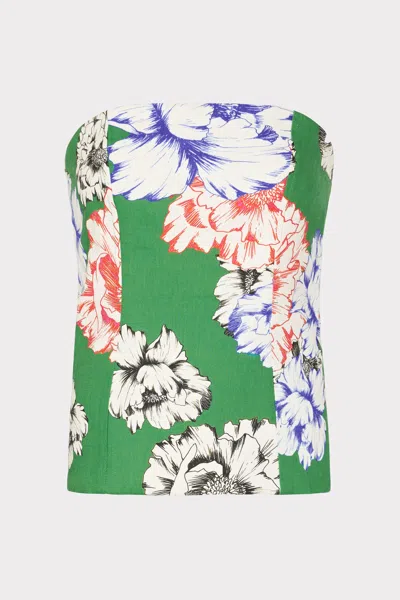 Milly Aiden Petals In Bloom Strapless Top In Green