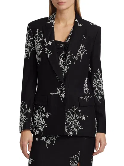 Milly Alexa Beaded Embroidery Blazer In Black