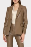 Milly Alexa Faux Leather Blazer In Brown