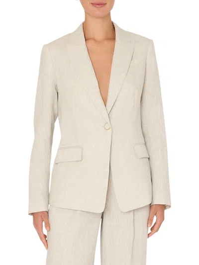 Milly Alexa Linen Blazer In Natural In Gray