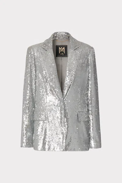 Milly Alexa Sequins Blazer In Silver