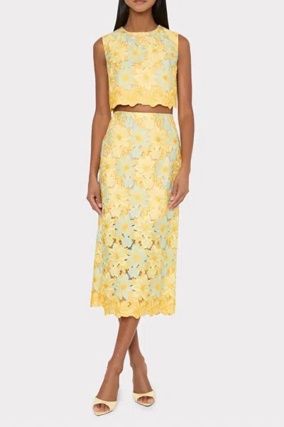 Milly Alina Lace Sleeveless Top In Yellow