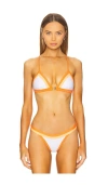 Milly Amalfi Color Block Bikini Top In Mango Multi