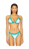 Milly Cabana Positano Color Block Bikini Top In Sea Green Multi