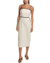 Milly Amara Contrast Linen-blend Midi Dress In White