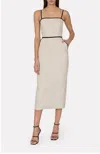 Milly Amara Linen Contrast Midi Dress In Natural In White