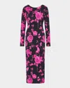 Milly Amarilla Rose Bodycon Jersey Midi Dress In Black