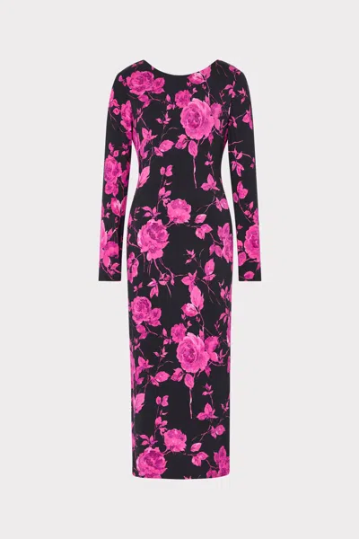 Milly Amarilla Rose Jersey Midi Dress In Multi