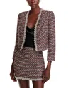 Milly Amaya Rhinestone Embellished Tweed Blazer In Scarlet Multi