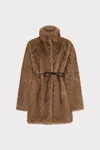 Milly Amia Chevron Faux Fur Coat In Brown