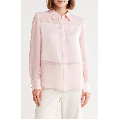 Milly Andy Satin Button-up Shirt In Pink