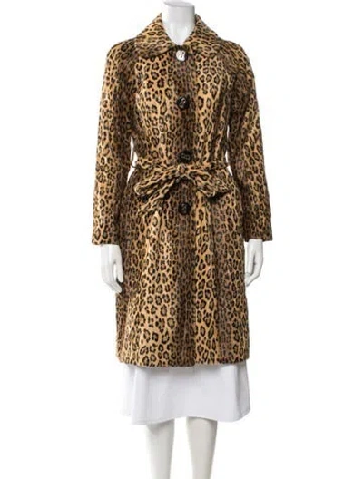 Pre-owned Milly Animal Print Faux Fur Coat In Neutrals