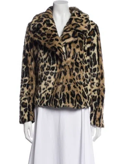 Pre-owned Milly Animal Print Faux Fur Jacket In Black