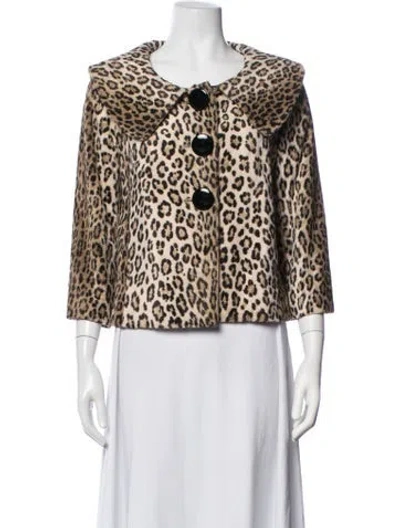 Pre-owned Milly Animal Print Faux Fur Jacket In Brown