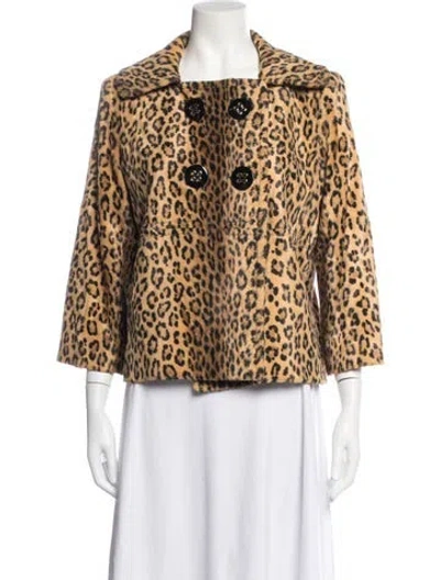 Pre-owned Milly Animal Print Faux Fur Jacket In Neutrals