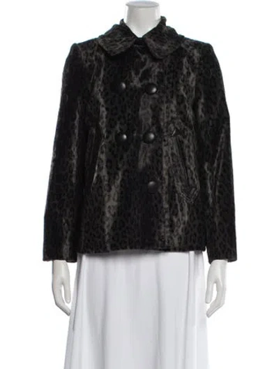Pre-owned Milly Animal Print Jacket In Black