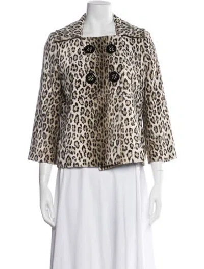 Pre-owned Milly Animal Print Jacket In White