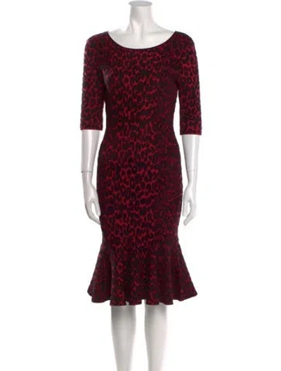 Pre-owned Milly Animal Print Knee-length Dress In Red