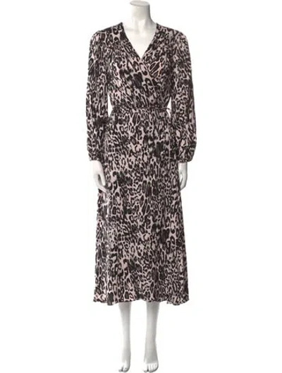 Pre-owned Milly Animal Print Long Dress In Neutral