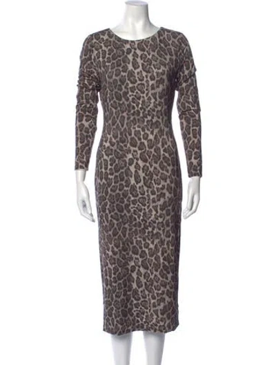 Pre-owned Milly Animal Print Midi Length Dress W/ Tags In Grey