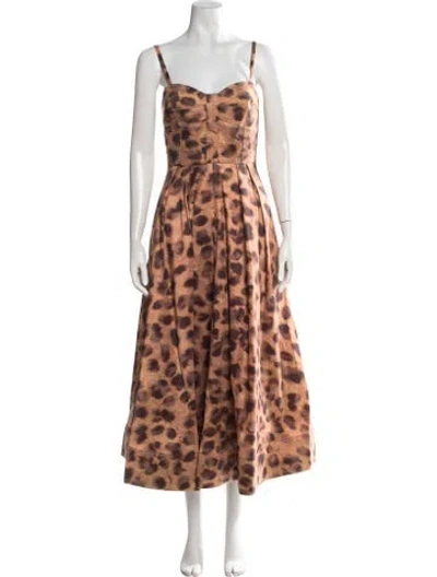 Pre-owned Milly Animal Print Midi Length Dress W/ Tags In Multicolor