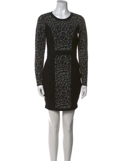 Pre-owned Milly Animal Print Mini Dress In Black