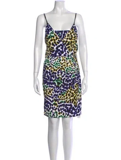 Pre-owned Milly Animal Print Mini Dress In Black