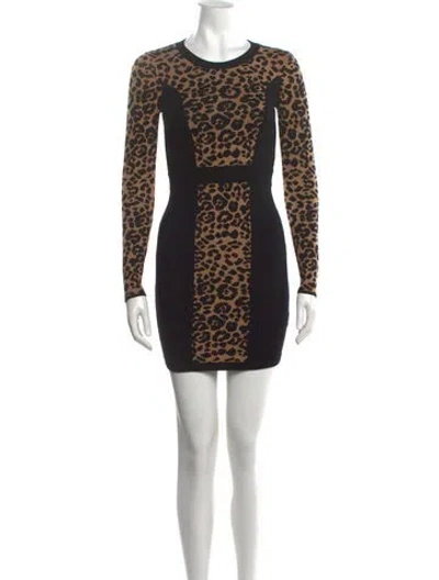 Pre-owned Milly Animal Print Mini Dress In Black