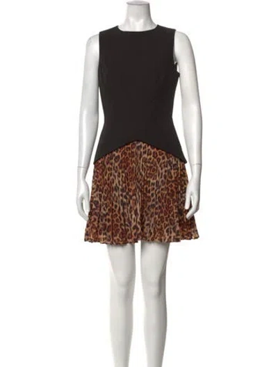 Pre-owned Milly Animal Print Mini Dress In Black
