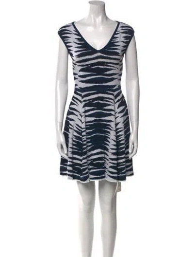 Pre-owned Milly Animal Print Mini Dress In Blue