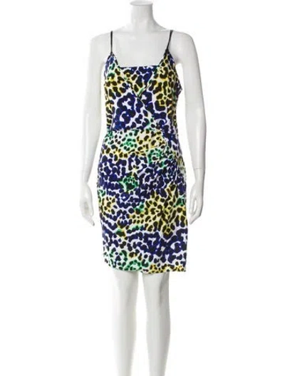 Pre-owned Milly Animal Print Mini Dress In Blue