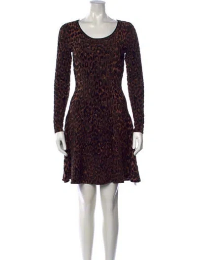 Pre-owned Milly Animal Print Mini Dress In Brown