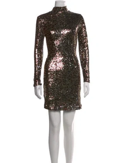 Pre-owned Milly Animal Print Mini Dress In Gold