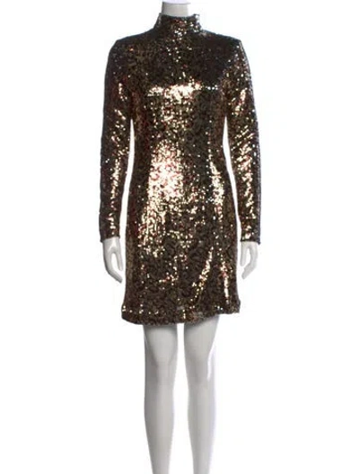 Pre-owned Milly Animal Print Mini Dress In Gold