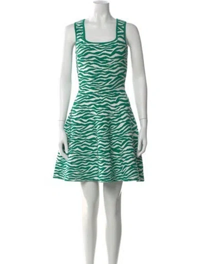 Pre-owned Milly Animal Print Mini Dress In Green