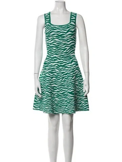 Pre-owned Milly Animal Print Mini Dress In Green