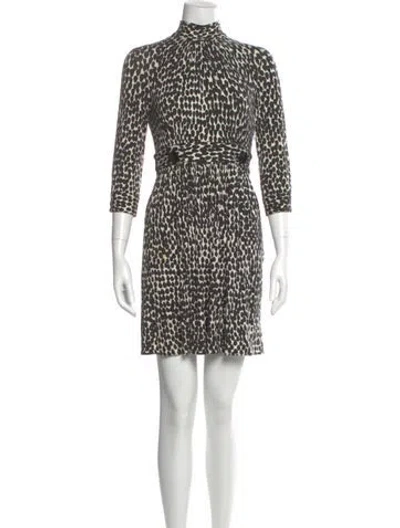 Pre-owned Milly Animal Print Mini Dress In Neutral