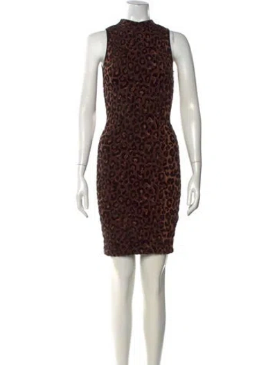 Pre-owned Milly Animal Print Mini Dress In Neutral