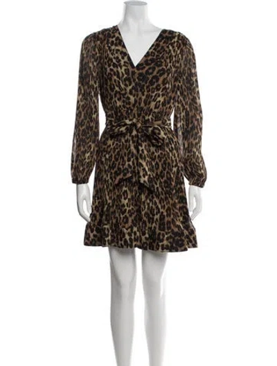 Pre-owned Milly Animal Print Mini Dress In Neutrals