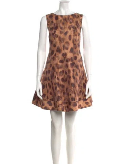 Pre-owned Milly Animal Print Mini Dress W/ Tags In Brown