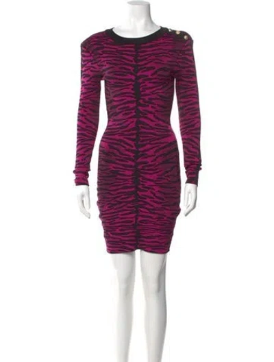 Pre-owned Milly Animal Print Mini Dress W/ Tags In Purple