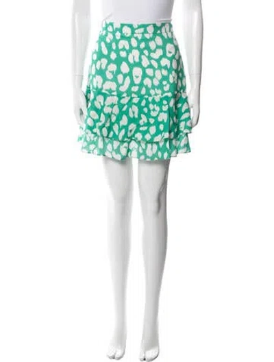 Pre-owned Milly Animal Print Mini Skirt W/ Tags In Green
