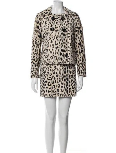 Pre-owned Milly Animal Print Skirt Set In White