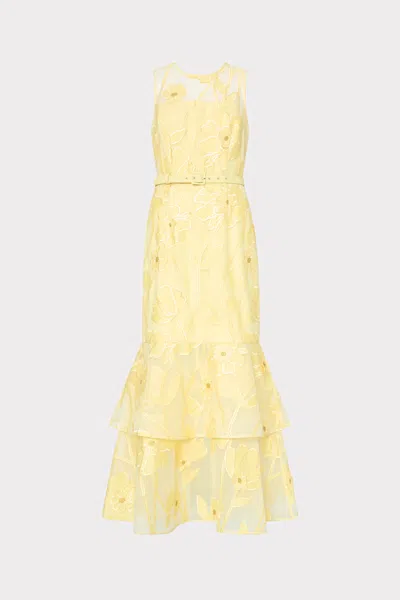 Milly Anna Grand Fleur Maxi Dress In Yellow