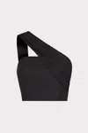 Milly Women's Arantza Draped One-shoulder Crop Top In Black