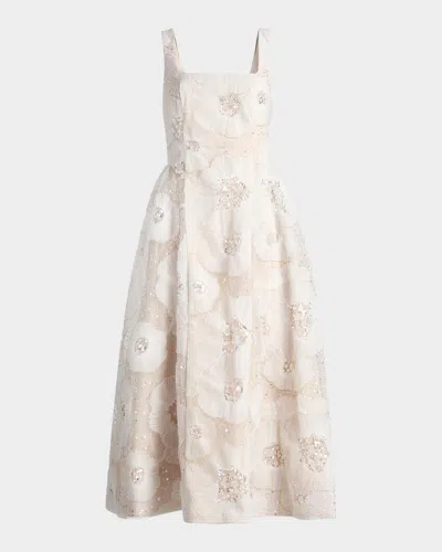 Milly Arianna Tulle Flower Beaded Dress In Multi