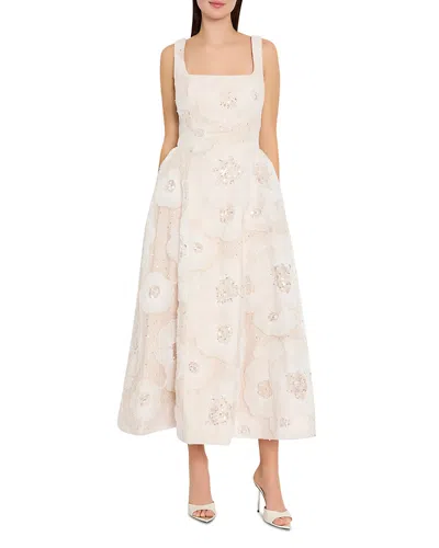 Milly Arianna Tulle Flower Beaded Dress In Multi