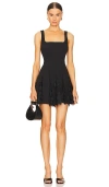 Milly Ariel Floral Lace Pleated Minidress In 黑色