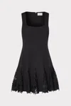 Milly Ariel Floral Lace Pleated Minidress In Black